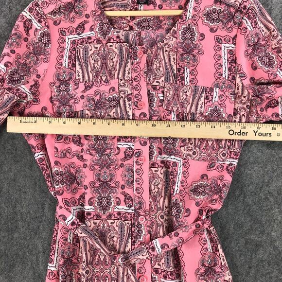 Victoria's Secret Nightgown Medium Pink Paisley Floral Button Up Belted Womens - Picture 11 of 14